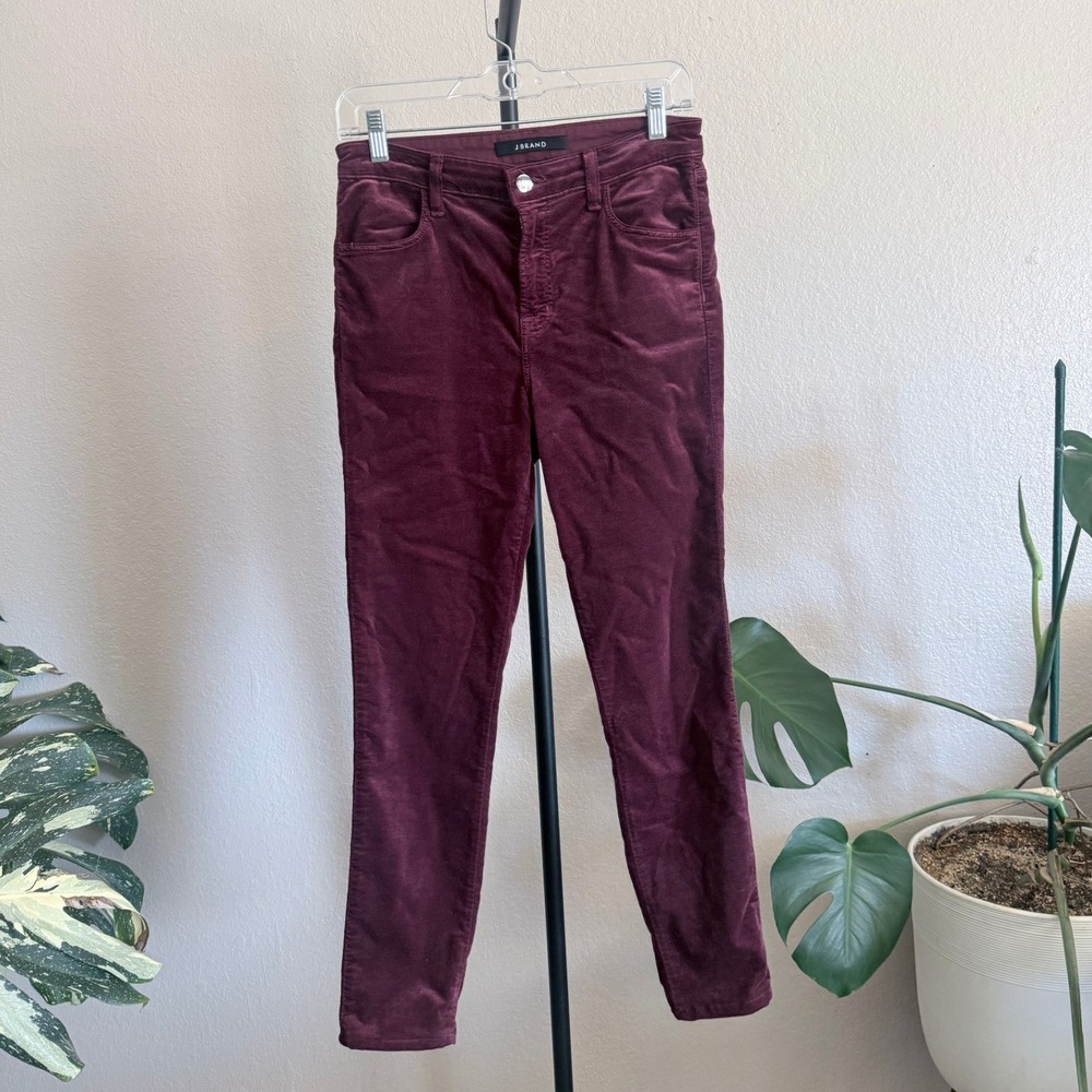 J Brand Maria High Rise Skinny Corduroy Pants Oxblood Burgundy Size 28 JB000357